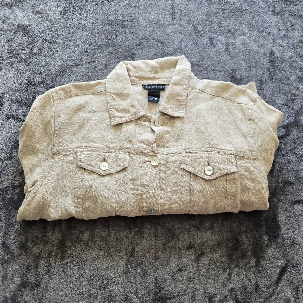 State Ments 100% Linen Button Jacket Size Large